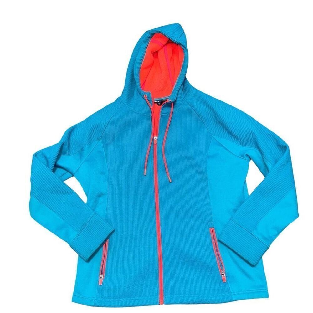 SWISS TECH Women’s Waffle Knit Fleece Hooded Zip Up Jacket Size XL